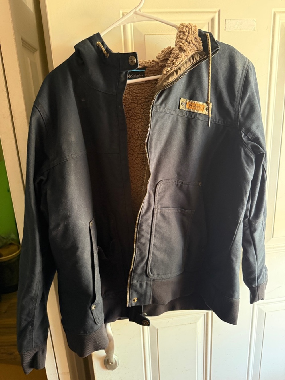 Columbia Navy Sherpa-Lined Hooded Shirt Jacket